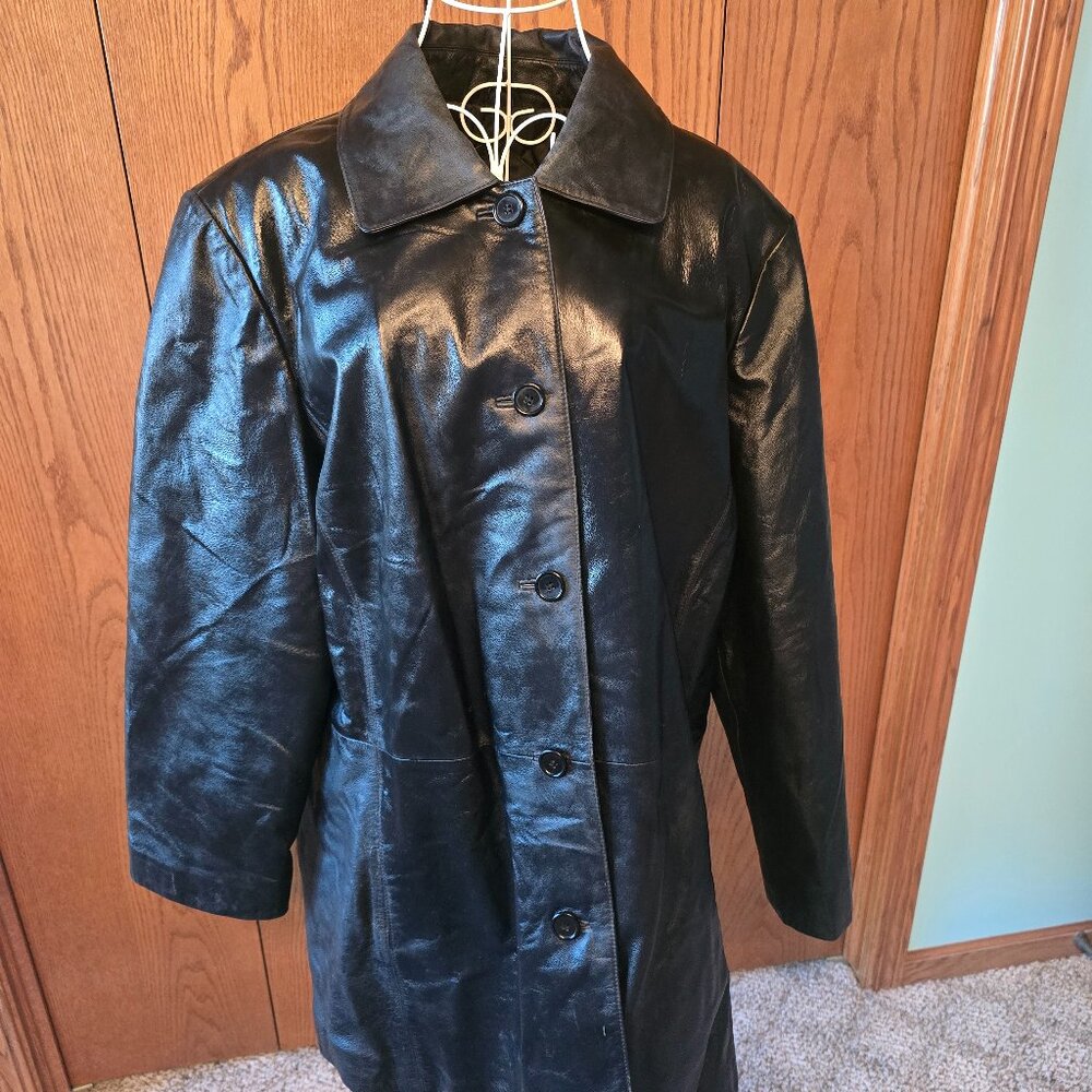 Outbrook Woman Plus Size 2X 20W 22W Genuine Leather Jacket Black Car Coat Soft